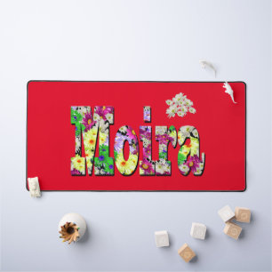Floral Moira Name, Desk Mat