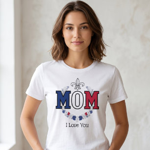Floral MOM Design in French Flag Colours Tri-Blend Shirt