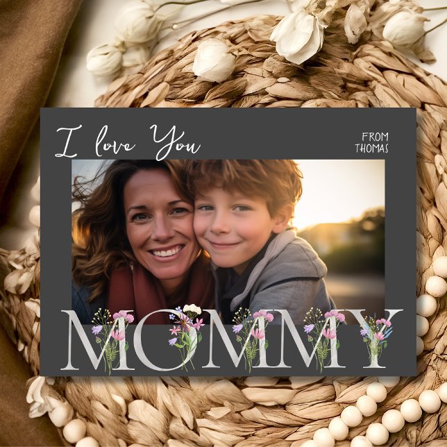 Floral mom photo Mother's day Holiday Card (Creator Uploaded)