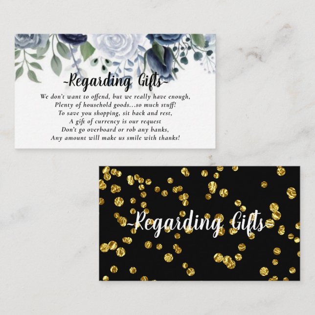 Floral Money Over Gifts Bridal Shower Fund Cards (Front/Back)