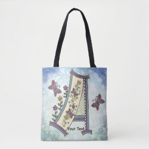 floral Monogram A Tote Bag