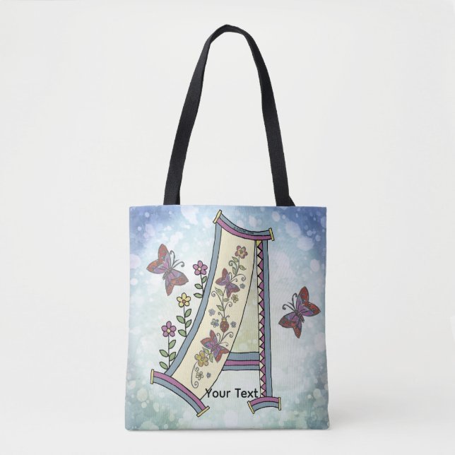 floral Monogram A  Tote Bag (Front)