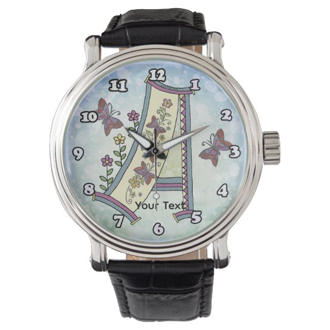 floral Monogram A  Watch (Front)
