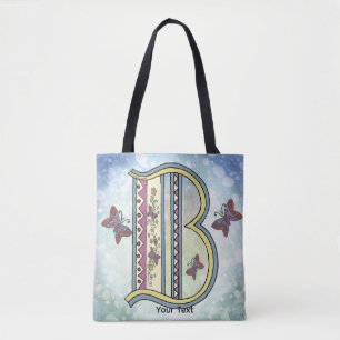 floral Monogram B Tote Bag