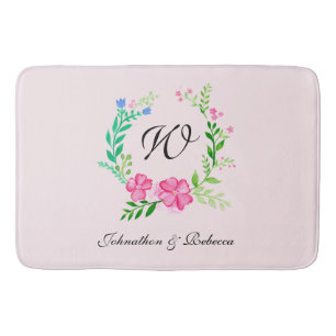 Floral Monogram Bath Mat