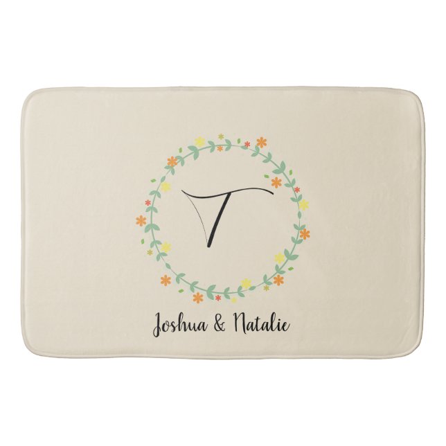 Floral Monogram Bath Mat (Front)