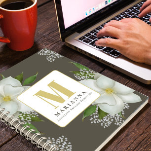Floral Monogram Botanical Custom Notebook