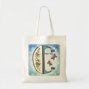 floral Monogram C  Tote Bag