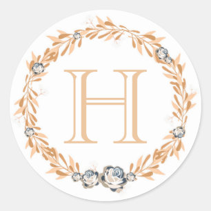 Floral Monogram Classic Round Sticker