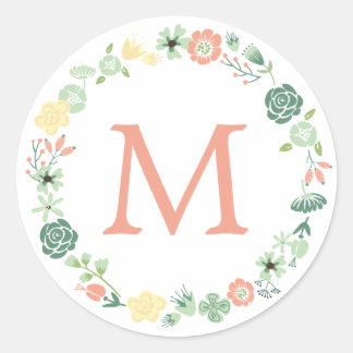 FLORAL MONOGRAM CLASSIC ROUND STICKER