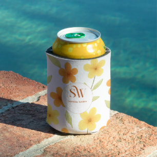 Floral Monogram Cooler with Orange   Yellow Flower
