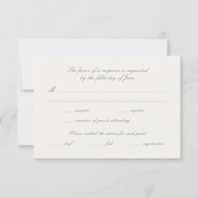 Floral Monogram Cottage Garden Wedding RSVP Card (Front)
