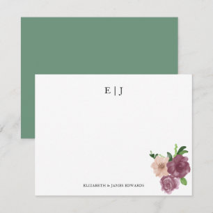 Floral Monogram Couple Initials Personalised Card