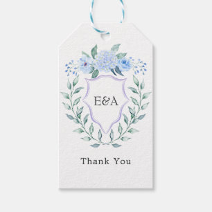 Floral Monogram Crest Wedding Gift Tags