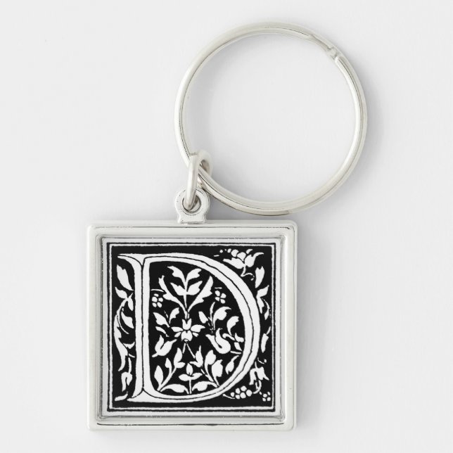 Floral Monogram 'D' - Keychain (Front)
