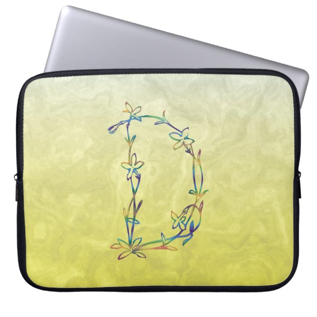 FLORAL MONOGRAM D LAPTOP SLEEVE (Front)