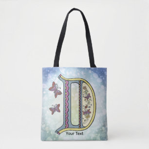 floral Monogram D Tote Bag