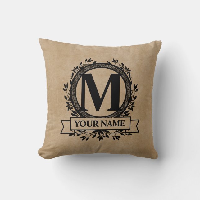Floral Monogram Design Cushion (Front)