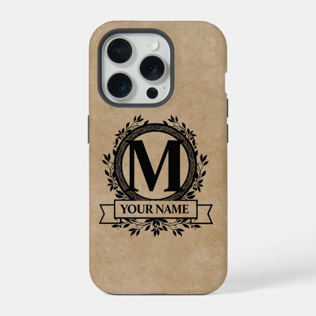 Floral Monogram Design iPhone Case (Back)