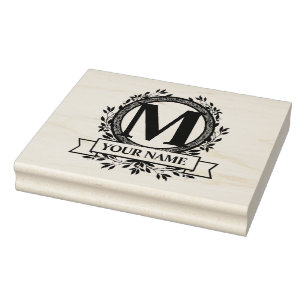 Floral Monogram Design Rubber Stamp