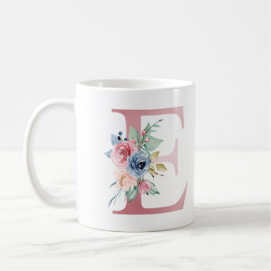 Floral Monogram E Mug