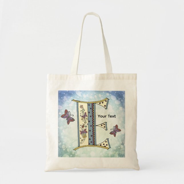 floral Monogram E Tote Bag (Front)