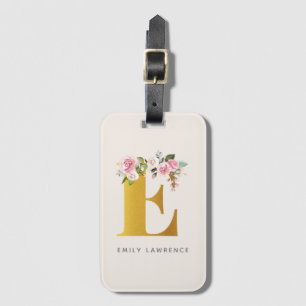 Floral Monogram Elegant Personalised Luggage Tag