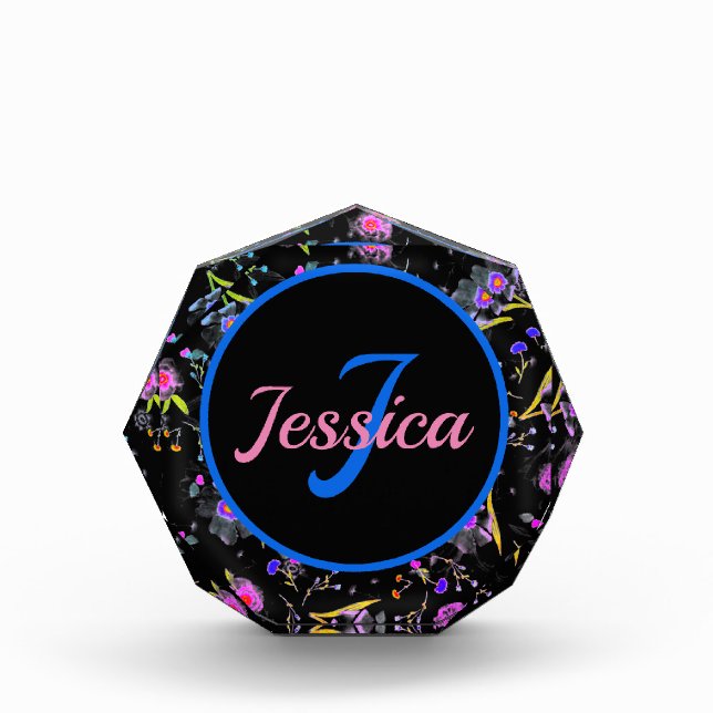 Floral Monogram Elegant       Photo Block (Front)