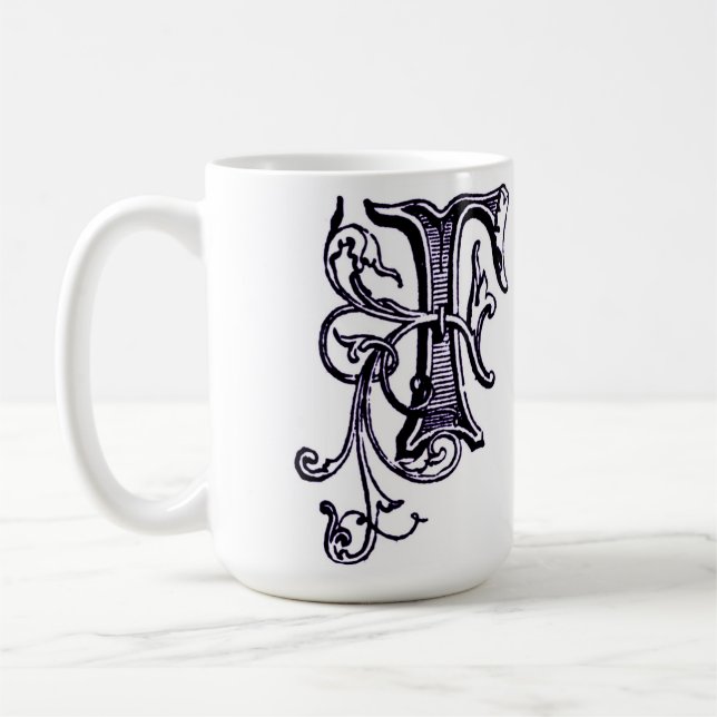 Floral Monogram 'F' - Mug (Left)