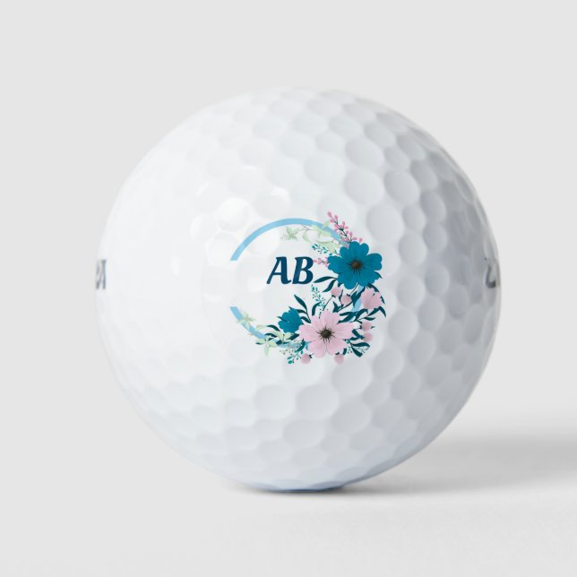 Floral Monogram Golf Balls (Front)