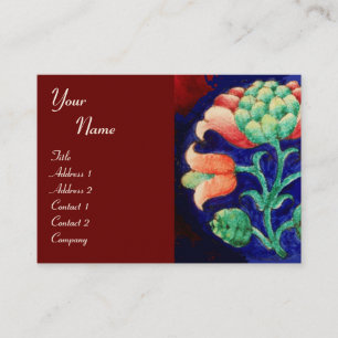 FLORAL MONOGRAM, green red blue orange Business Card