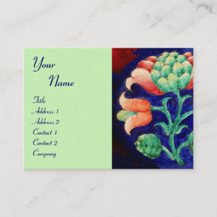 FLORAL MONOGRAM, green red blue orange pink Business Card