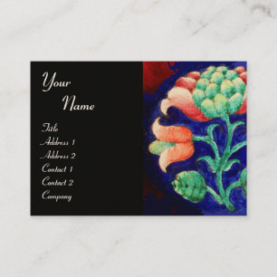 FLORAL MONOGRAM, green red blue orange pink Business Card