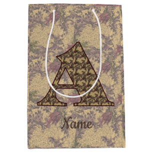 Floral Monogram Initial A Elegant Personalised Medium Gift Bag