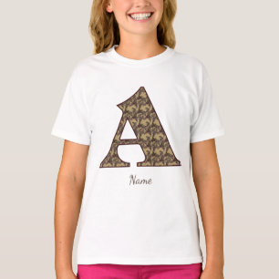 Floral Monogram Initial A Elegant  T-Shirt