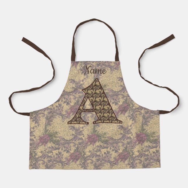 Floral Monogram Initial A Elegant Your Name Apron (Front)