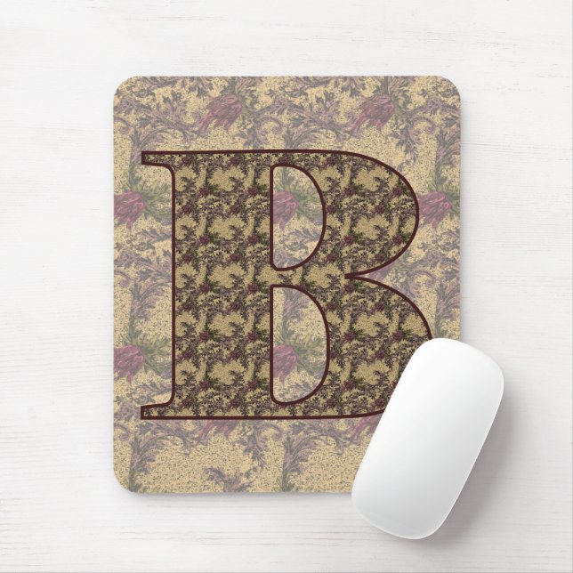 Floral Monogram Initial B Elegant Mouse Pad (With Mouse)