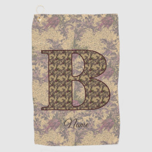 Floral Monogram Initial B Elegant Personalised Golf Towel