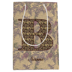 Floral Monogram Initial B Elegant Personalised Medium Gift Bag