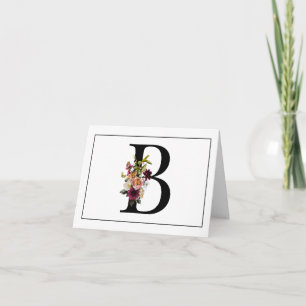 FLORAL MONOGRAM INITIAL B NOTE CARD