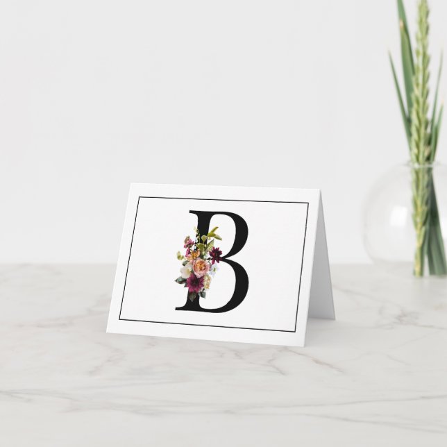 FLORAL MONOGRAM  INITIAL B NOTE CARD (Front)