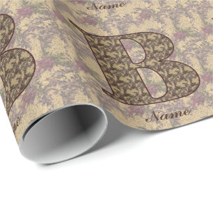 Floral Monogram Initial B Your Name Elegant    Wrapping Paper