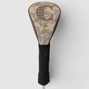 Floral Monogram Initial C Elegant Personalised Golf Head Cover
