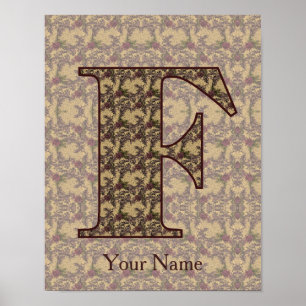 Floral Monogram Initial F Personalised Poster