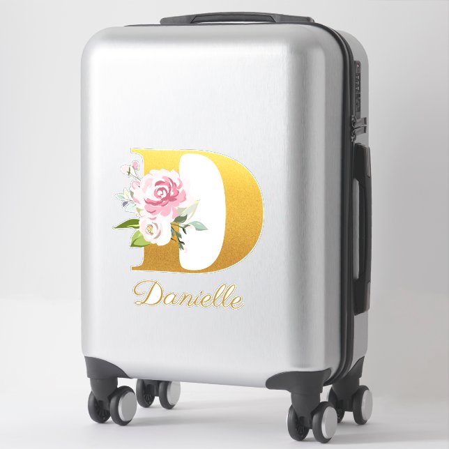 Floral Monogram Initial Letter D Custom Name (Suitcase)
