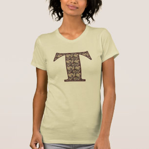 Floral Monogram Initial T Elegant T-Shirt