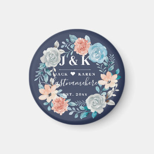 Floral Monogram Initials Custom Family Name Magnet