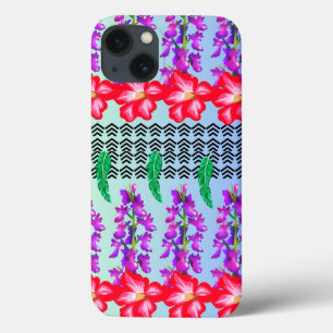 Floral Monogram iPhone 13 Case, Blue background  Case