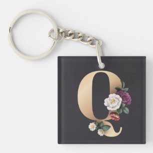 Floral Monogram Key Ring