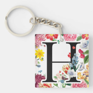 Floral Monogram Key Ring